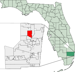 Map of Florida highlighting Margate